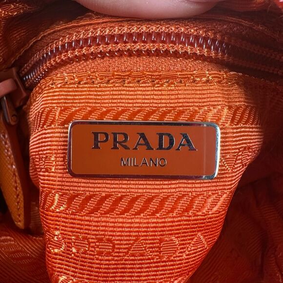Prada Tessuto Nylon Wristlet Pouch Bag Orange Sombreros Cactus Colorful Festive - Picture 4 of 16